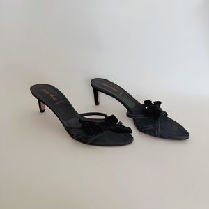 Vintage Black Miu Miu Bow Slip-on Heels Size 37